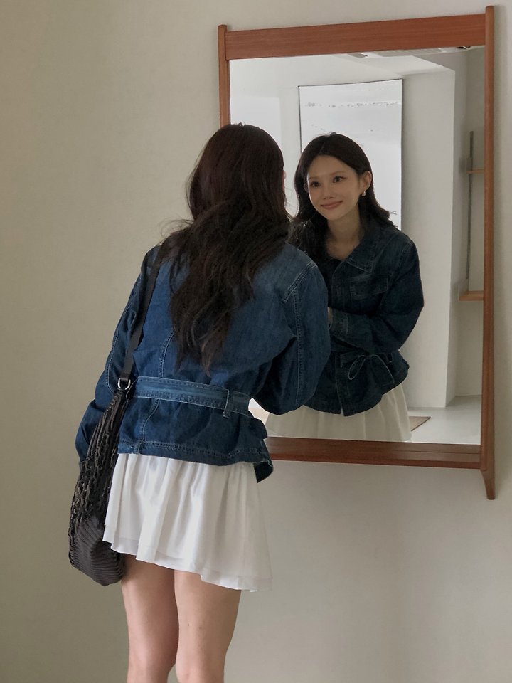 Belted Denim Jacket by Dress Room for Women - view 2