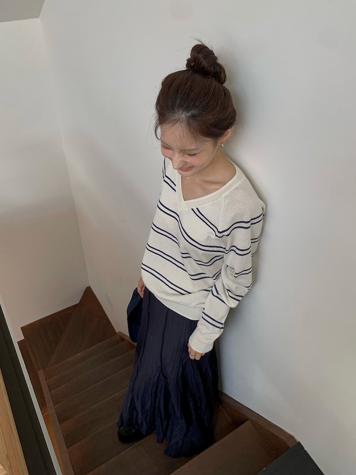 V-Neck Stripe Knit by Dress Room for Women - view 7