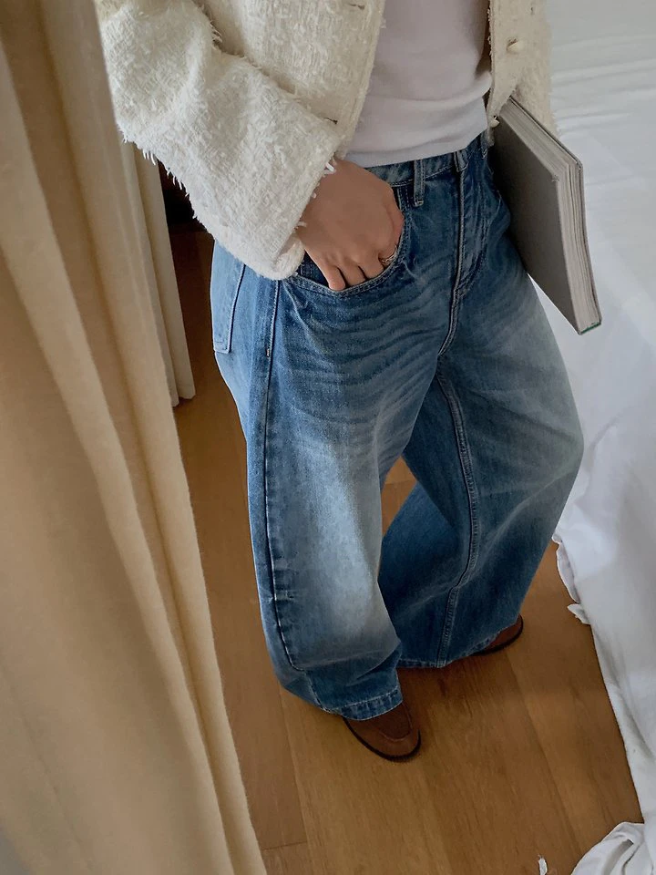 Raw Washed Denim Pants by Dress Room for Women - view 8
