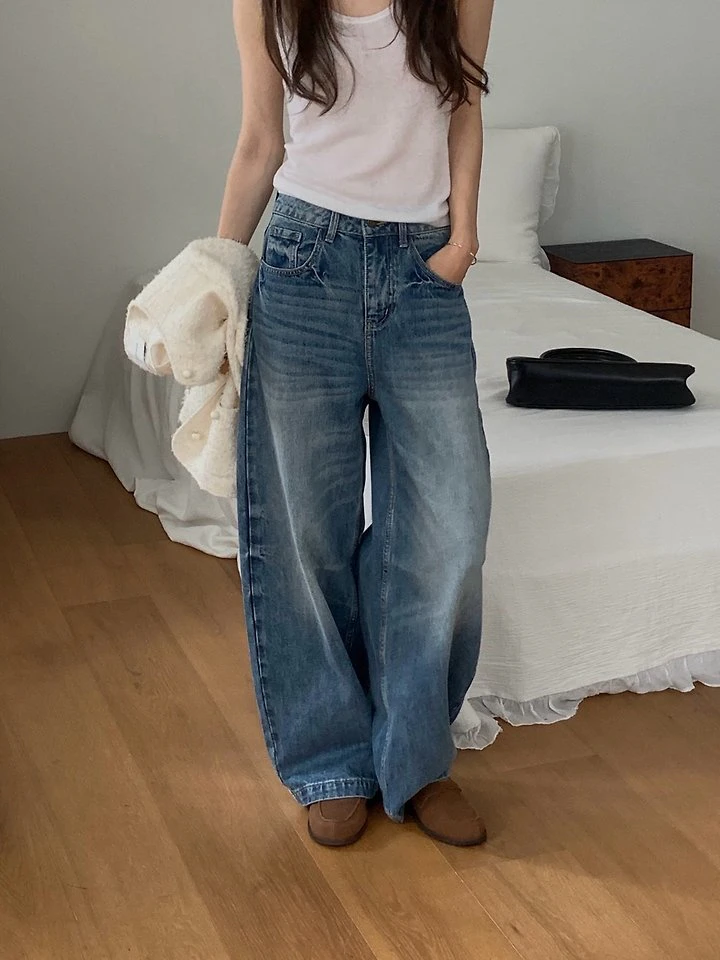 Raw Washed Denim Pants by Dress Room for Women - view 1