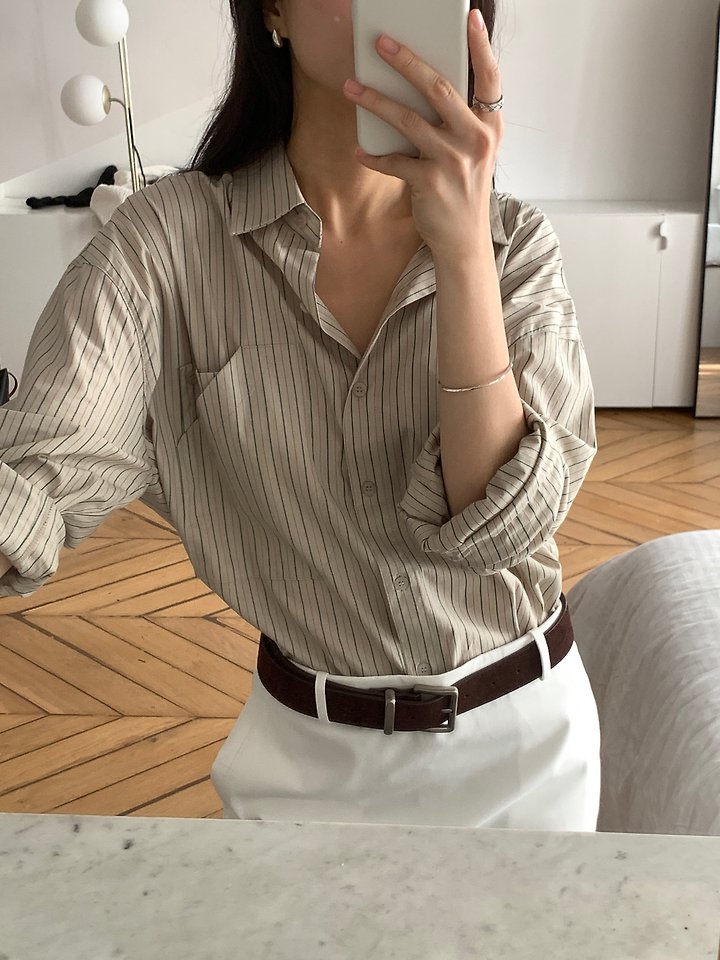 Oblique Stripes Shirt by Dress Room for Women - view 1