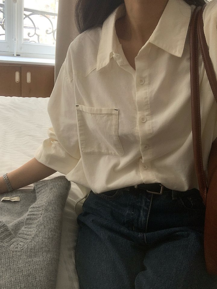 Thin Corduroy Shirt by Dress Room for Women - view 5