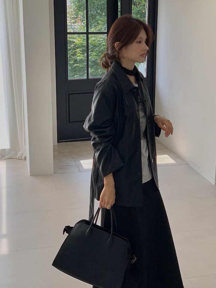 Arc Leather Coat by Dress Room for Women - view 3