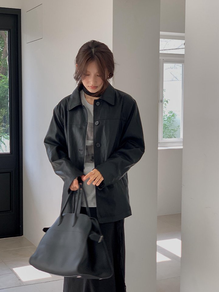 Arc Leather Coat by Dress Room for Women - view 5