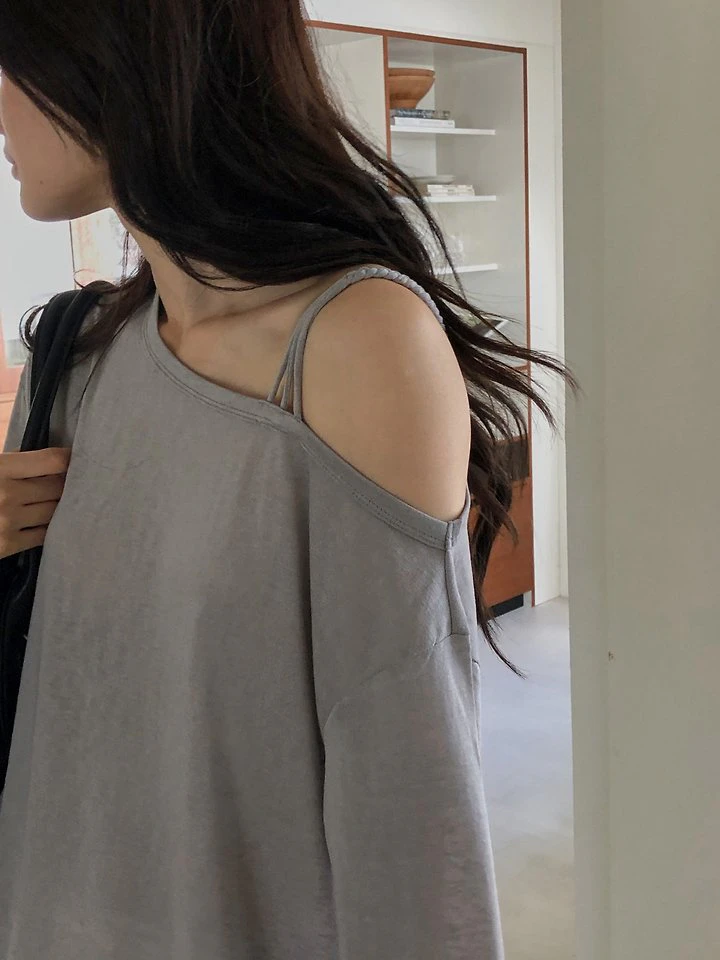 Rib Off-Shoulder Tee by Dress Room for Women - view 8