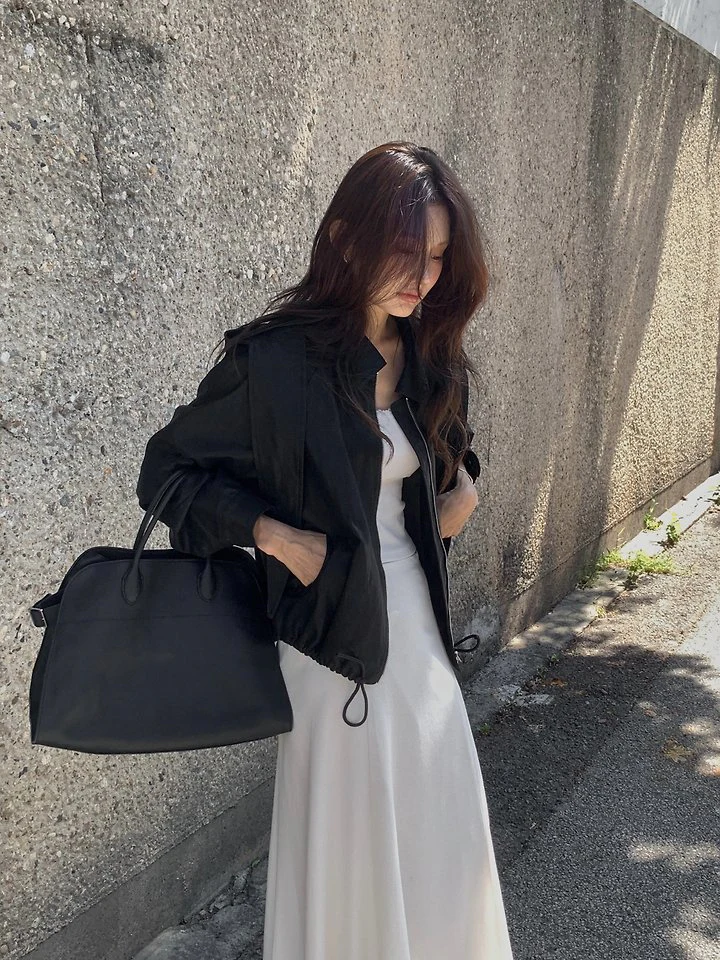 Cape Hooded Leather Blouson by Dress Room for Women - view 8