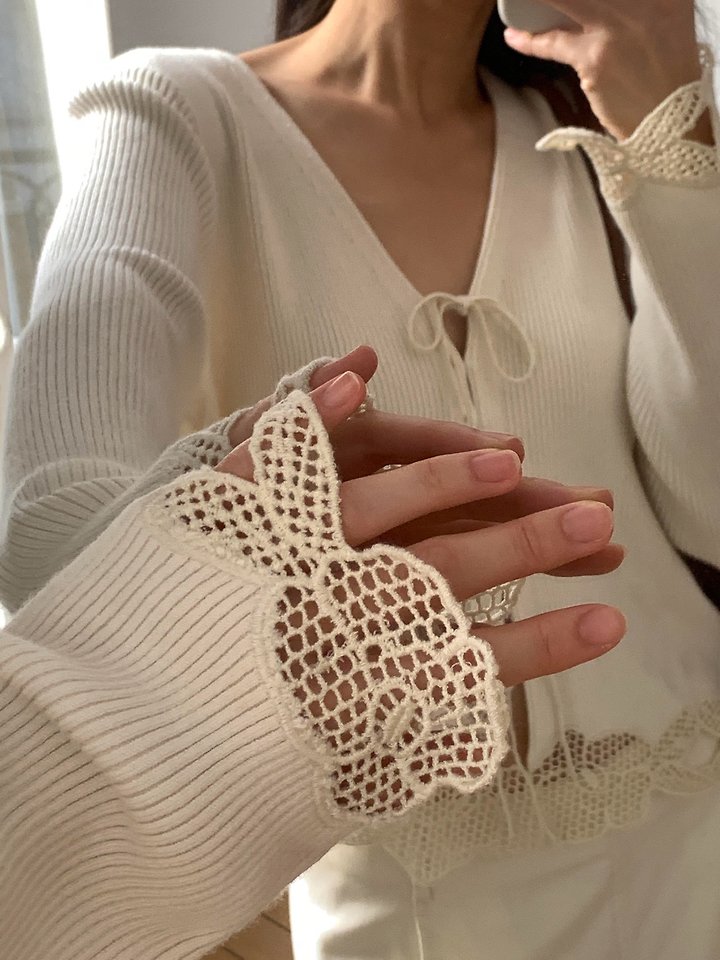 Floral Eyelet Cardigan by Dress Room for Women - view 6