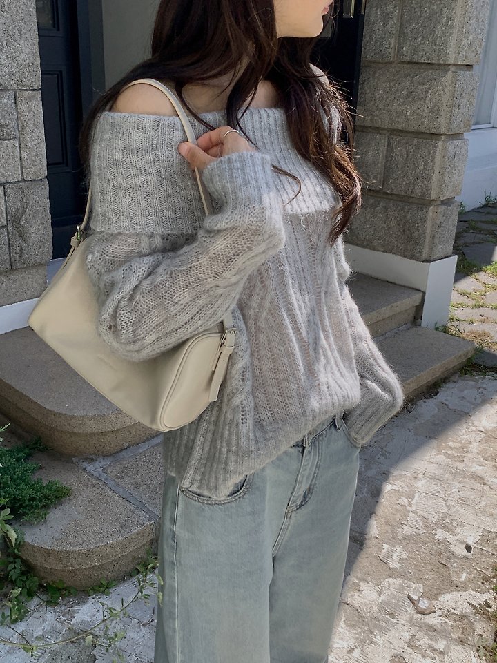 Cable Wool Off-Shoulder Knit by Dress Room for Women - view 9