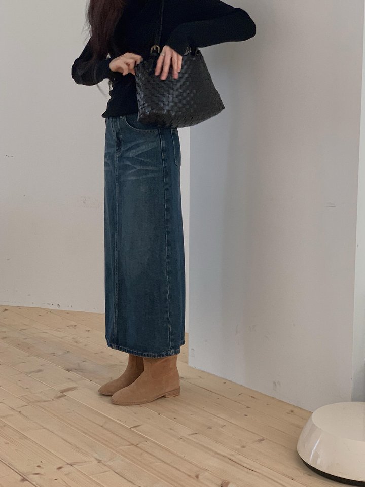 Washed Denim Skirt by Dress Room for Women - view 3