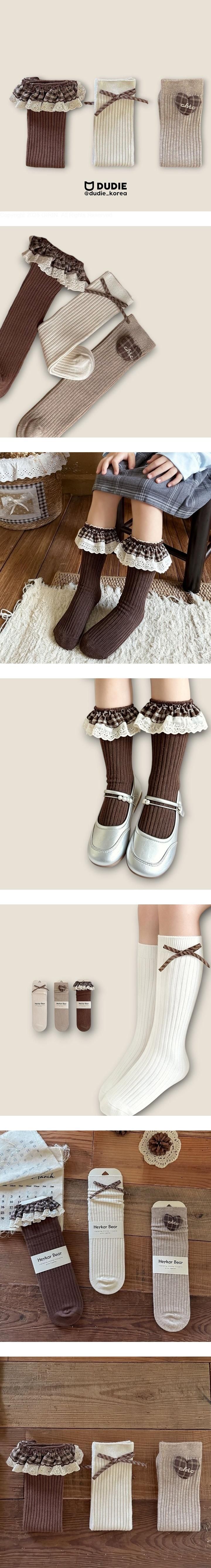 Heart Brown Knee Socks 3-Pack Socks Set by Dudie for Child - view 1