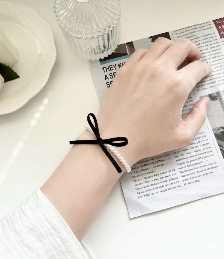 Choi Black Ribbon Pearl Bracelet by Eeiitt for Women - view 1