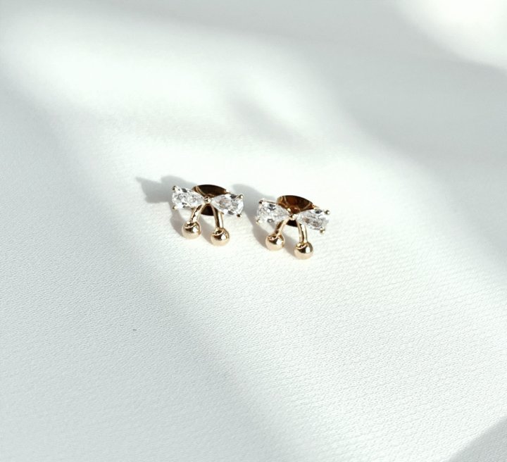 Petit Cherry Ribbon Earrings by Eeiitt for Women - view 2