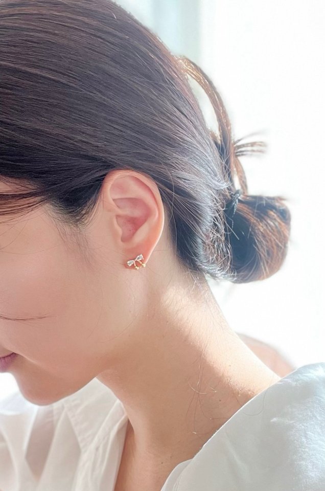 Petit Cherry Ribbon Earrings by Eeiitt for Women - view 4
