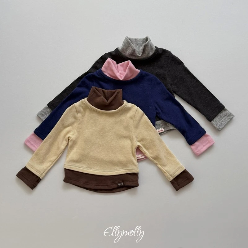 Brush Color Block Mock Neck Tee by Ellymolly for Child - view 1