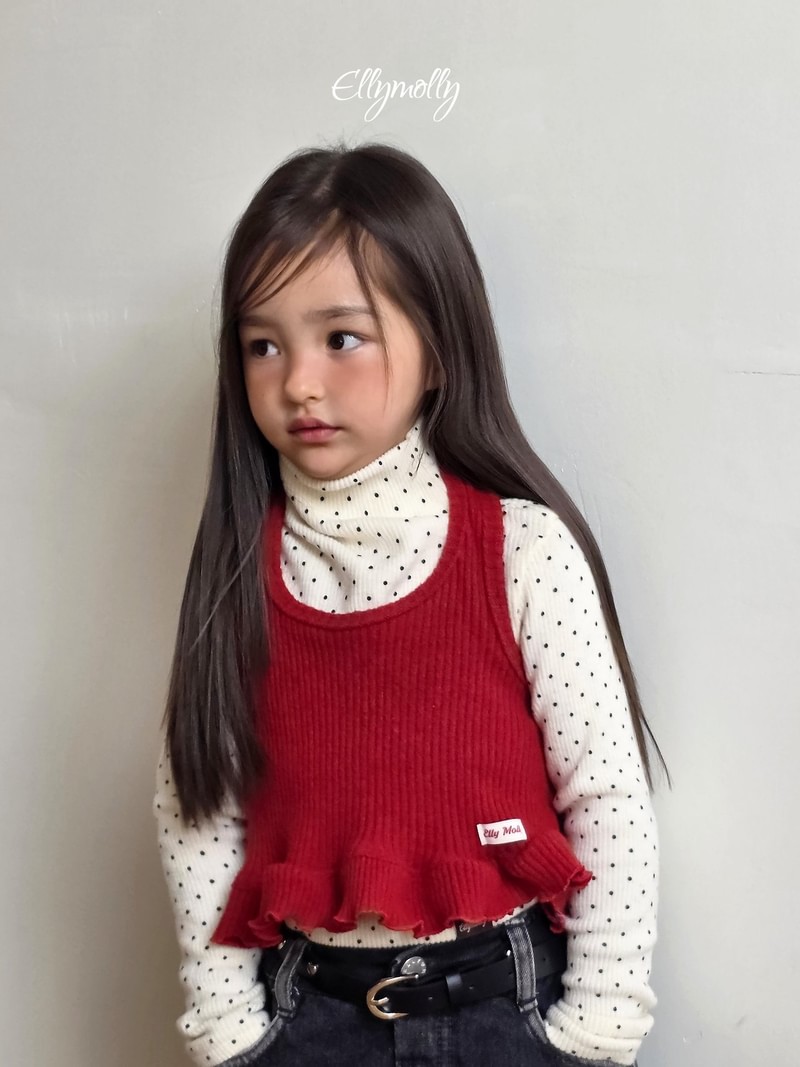 Dot Fleeced Half Mock Neck Tee by Ellymolly for Child - view 11