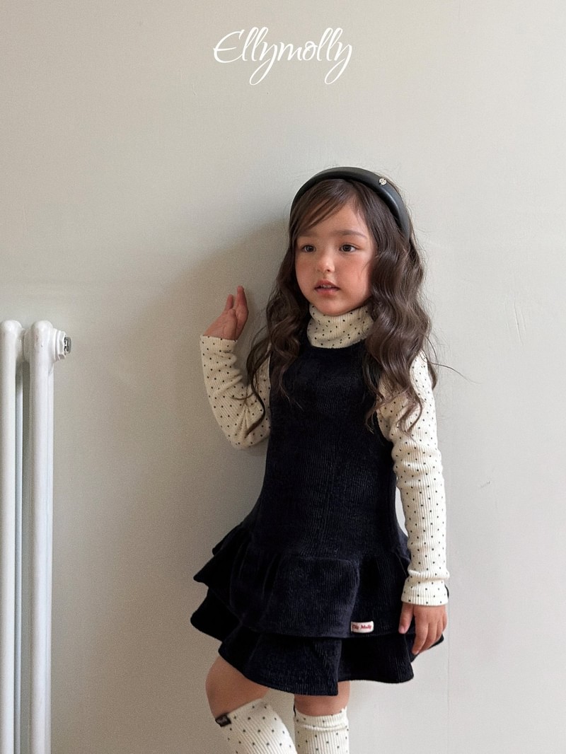Dot Fleeced Half Mock Neck Tee by Ellymolly for Child - view 12
