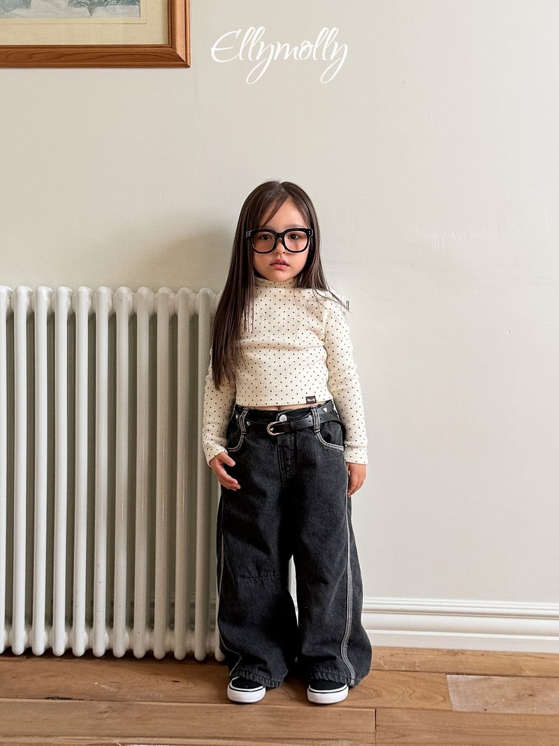 Dot Fleeced Half Mock Neck Tee by Ellymolly for Child - view 5