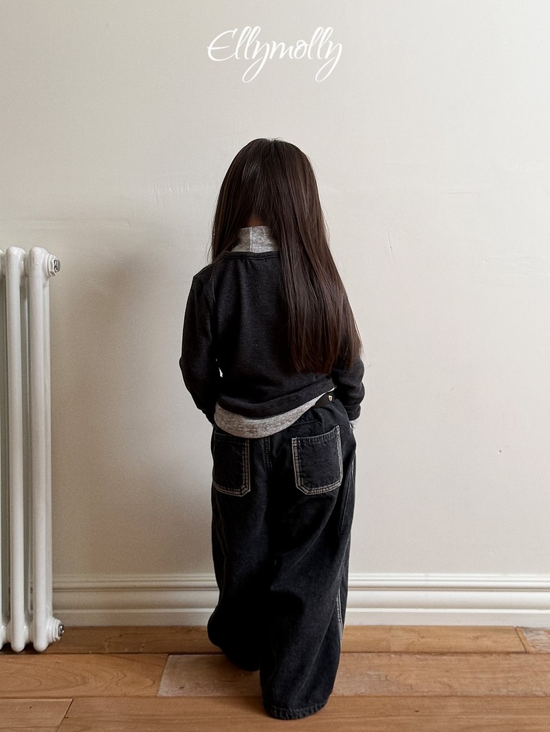 Line Work Fleeced Denim Pants by Ellymolly for Child - view 6
