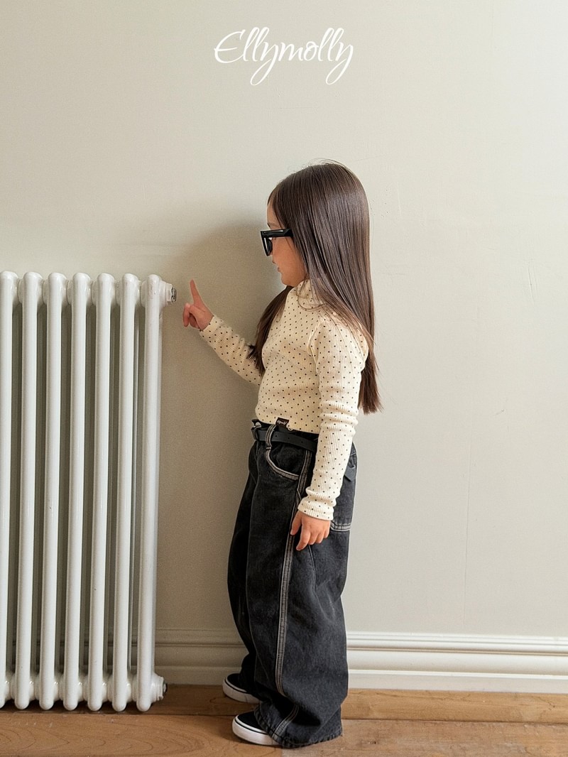 Dot Fleeced Half Mock Neck Tee by Ellymolly for Child - view 6