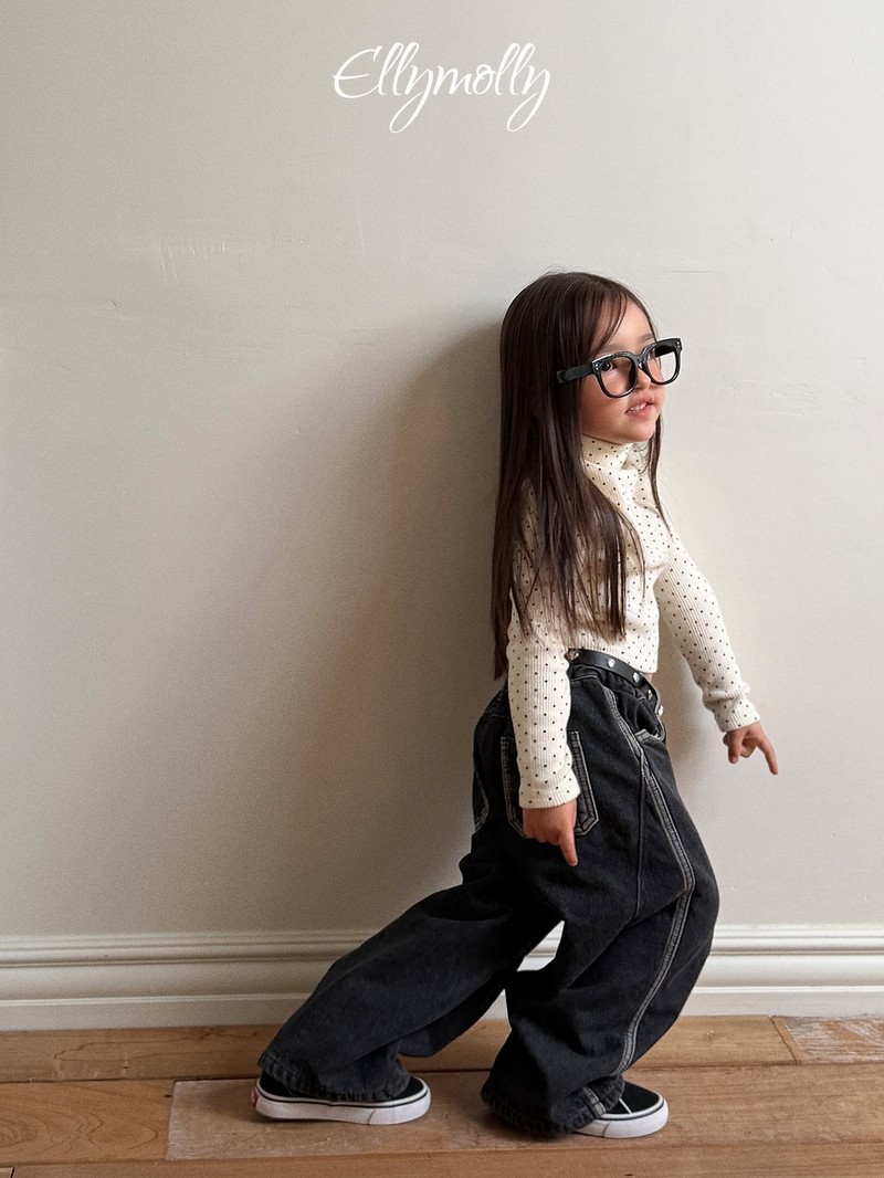 Dot Fleeced Half Mock Neck Tee by Ellymolly for Child - view 7
