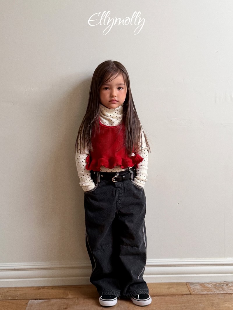 Dot Fleeced Half Mock Neck Tee by Ellymolly for Child - view 10