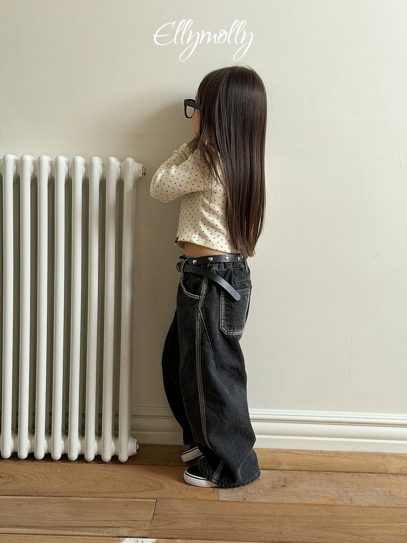 Line Work Fleeced Denim Pants by Ellymolly for Child - view 9