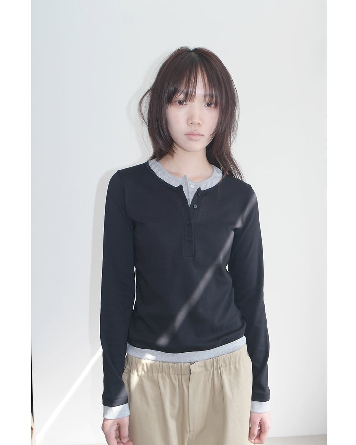 Layup Button Placket Tee by Enten for Women - view 3