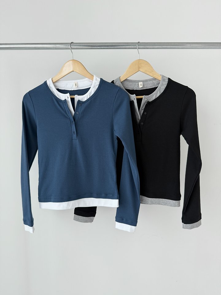 Layup Button Placket Tee by Enten for Women - view 5