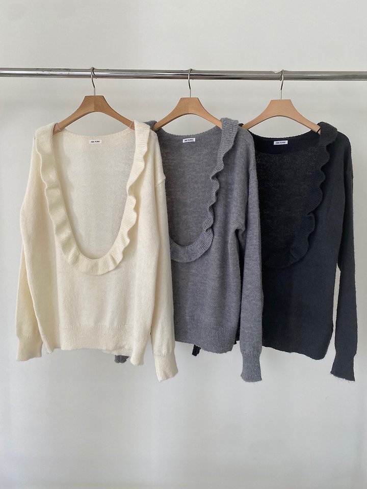 Frill U-Neck Knit by Flash for Women - view 12