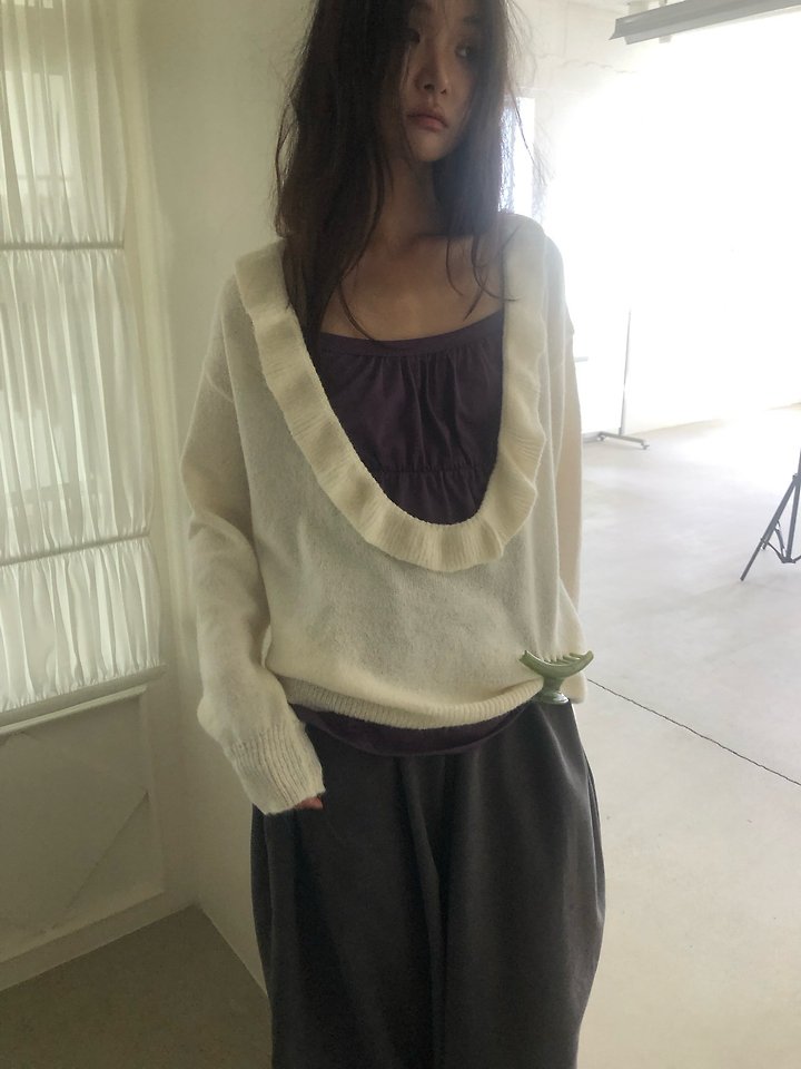 Frill U-Neck Knit by Flash for Women - view 8
