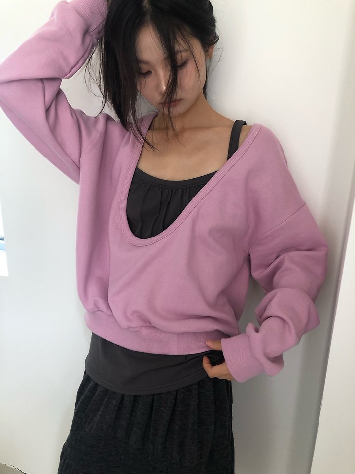 Color U-Neck Sweatshirt by Flash for Women - view 11