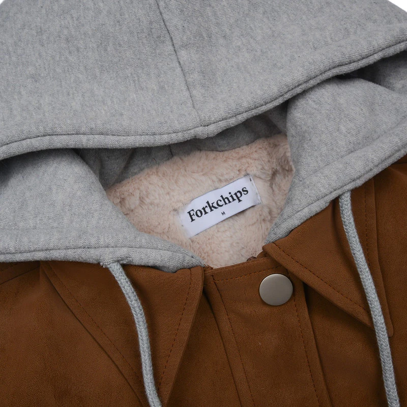 Grunge Hooded Shearling Jacket by Fork Chips for Child - view 3