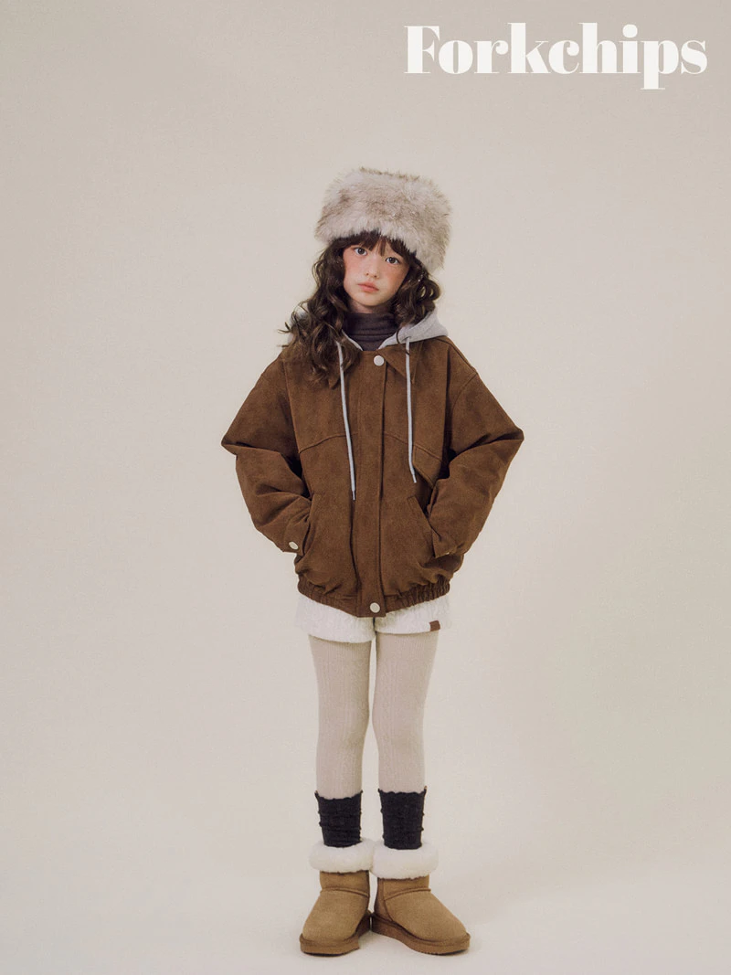 Grunge Hooded Shearling Jacket by Fork Chips for Child - view 9
