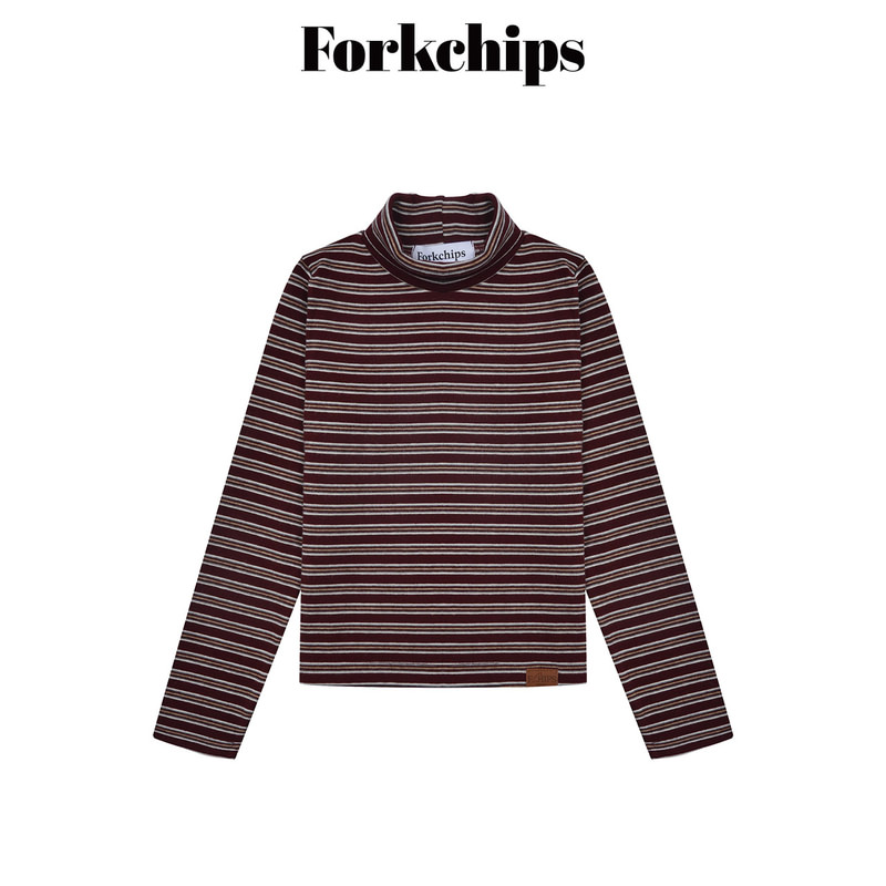School Striped Turtleneck Tee by Fork Chips for Child - view 1