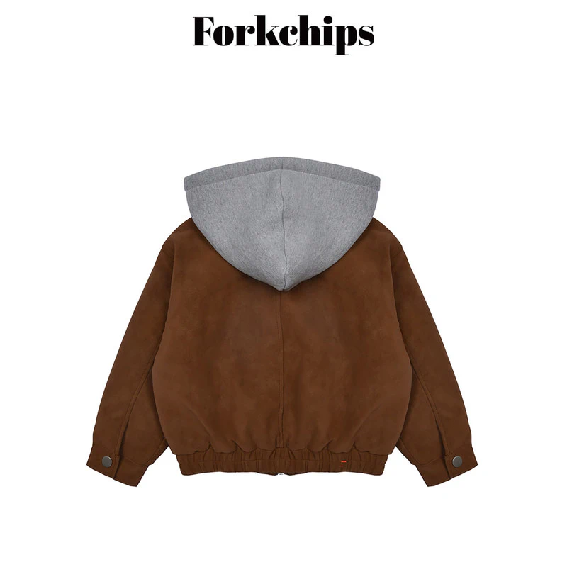 Grunge Hooded Shearling Jacket by Fork Chips for Child - view 2