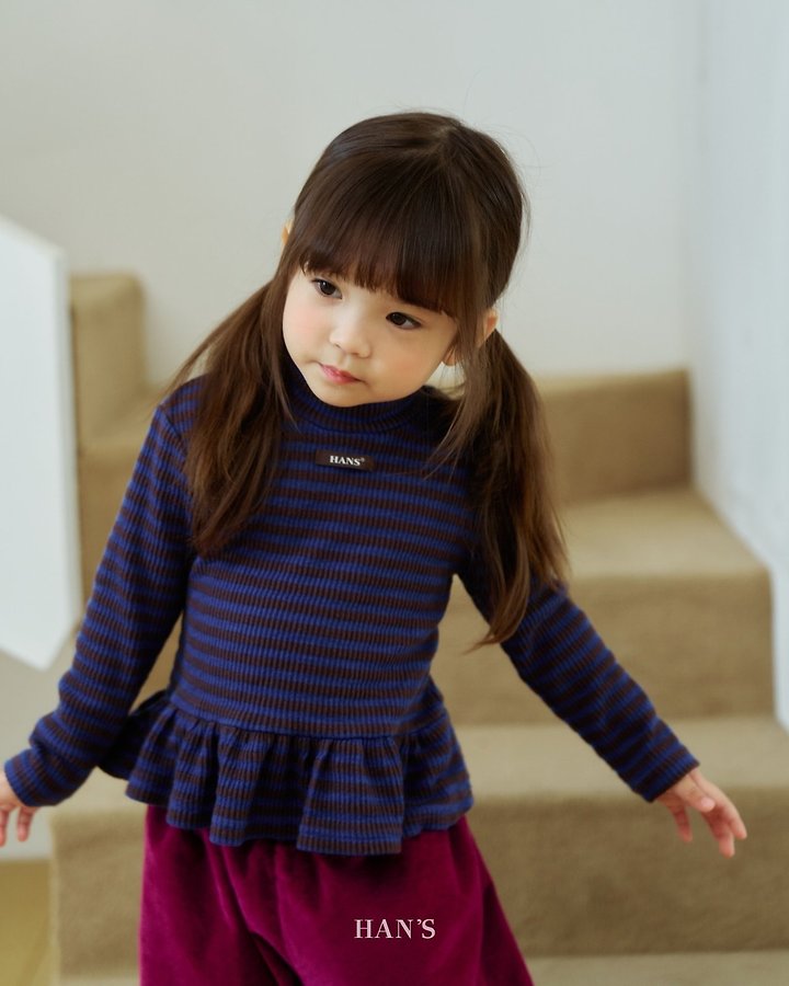 Striped Frill Mock Neck Tee by Han's for Child - view 3