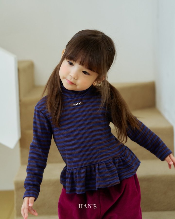 Striped Frill Mock Neck Tee by Han's for Child - view 8