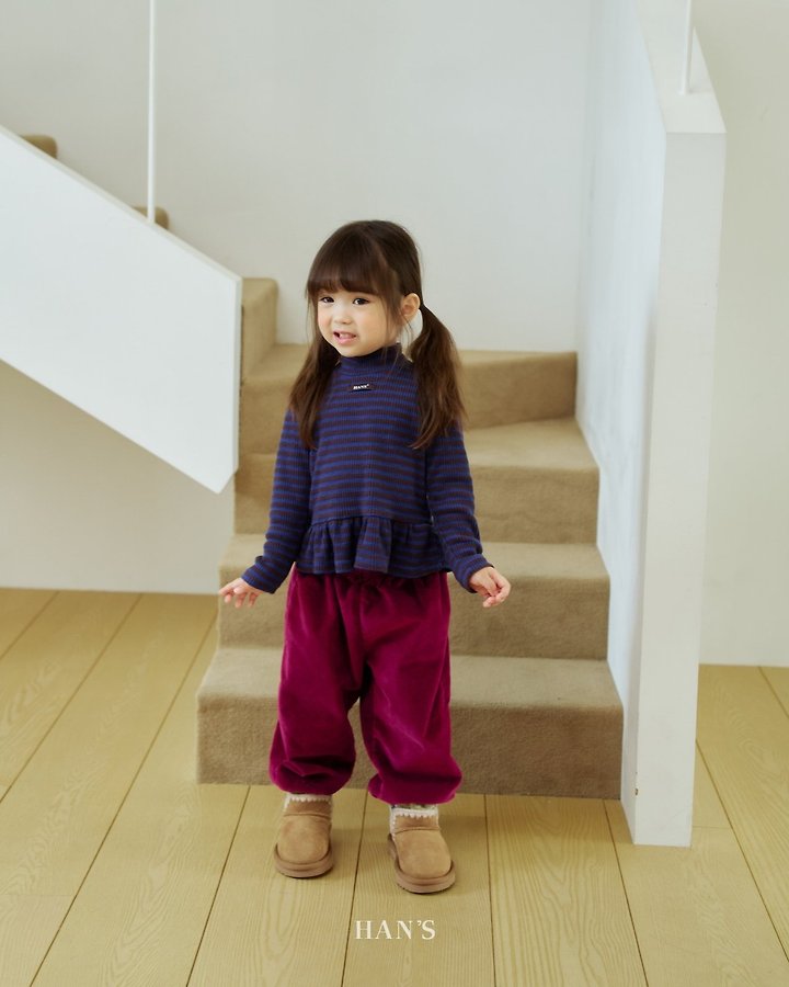 Striped Frill Mock Neck Tee by Han's for Child - view 9