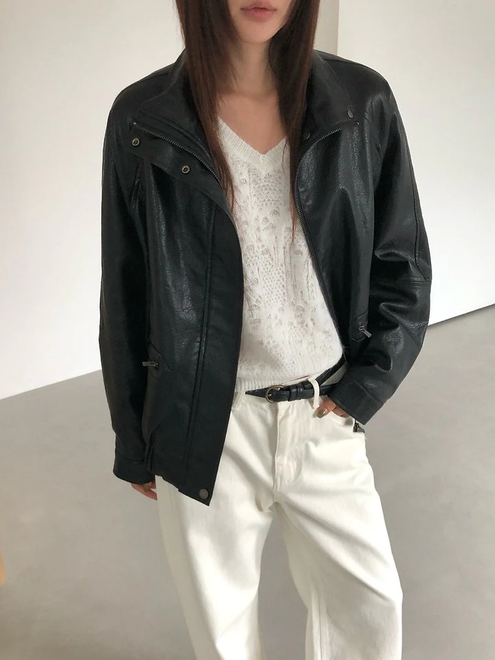 Gentle Leather Jacket by Heize for Women - view 3