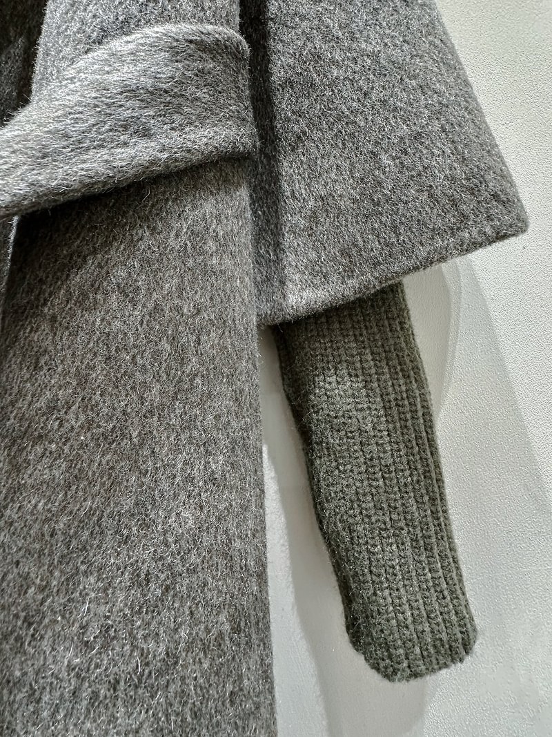 Double-Layered Knit Sleeve Handmade Coat by J dew for Women - view 7
