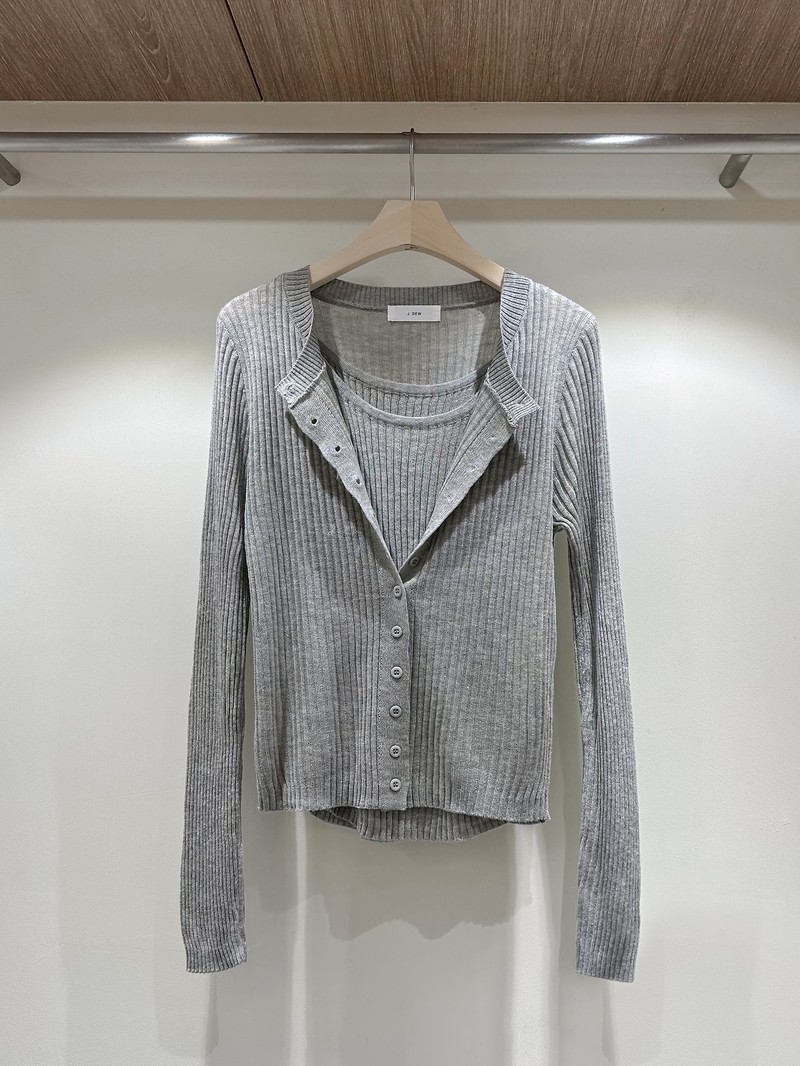 Ribbed Pocket Sleeveless Cardigan Set by J dew for Women - view 2