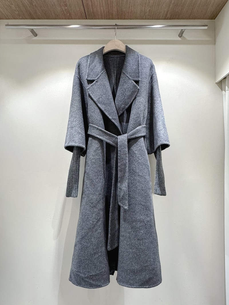 Double-Layered Knit Sleeve Handmade Coat by J dew for Women - view 2