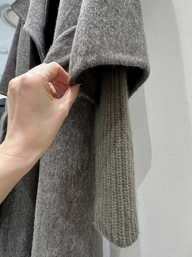 Double-Layered Knit Sleeve Handmade Coat by J dew for Women - view 8