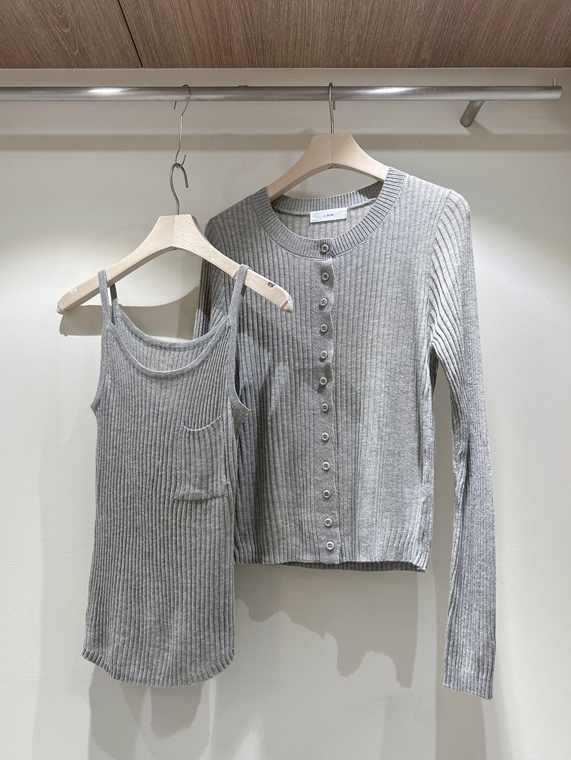 Ribbed Pocket Sleeveless Cardigan Set by J dew for Women - view 1