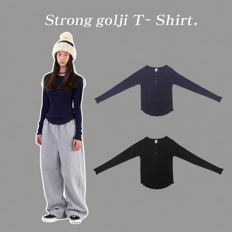 Strong Button Ribbed Tee by Jenny Basic for Child - view 1