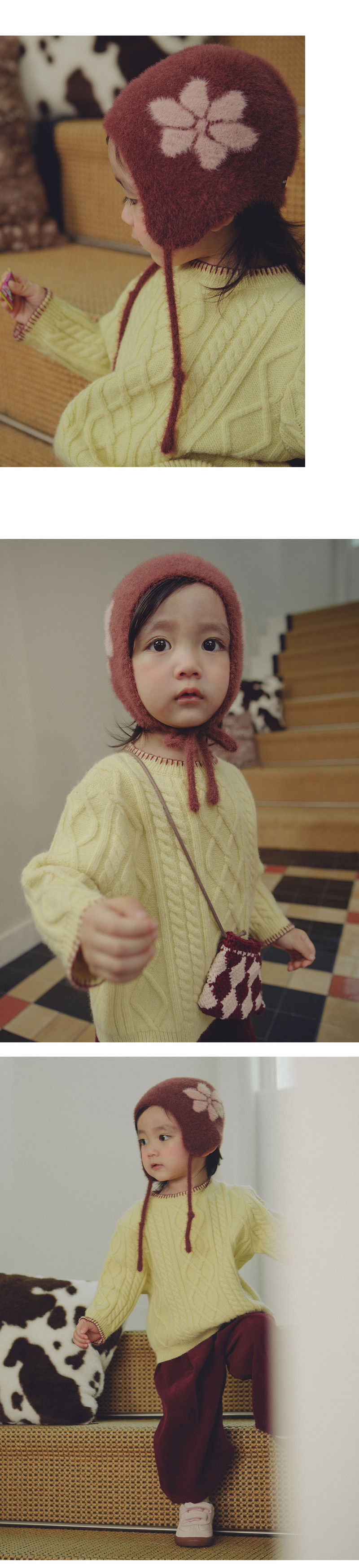 Mink Fluffy Rosy Knit Bonnet by Kids Clara for Baby - view 3