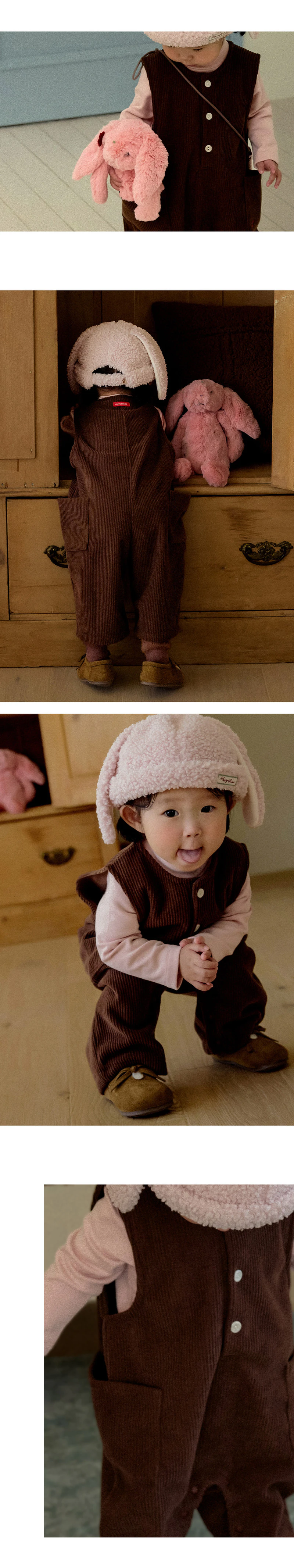 Browny Fleece Corduroy Baby Jumpsuit by Kids Clara for Baby - view 4