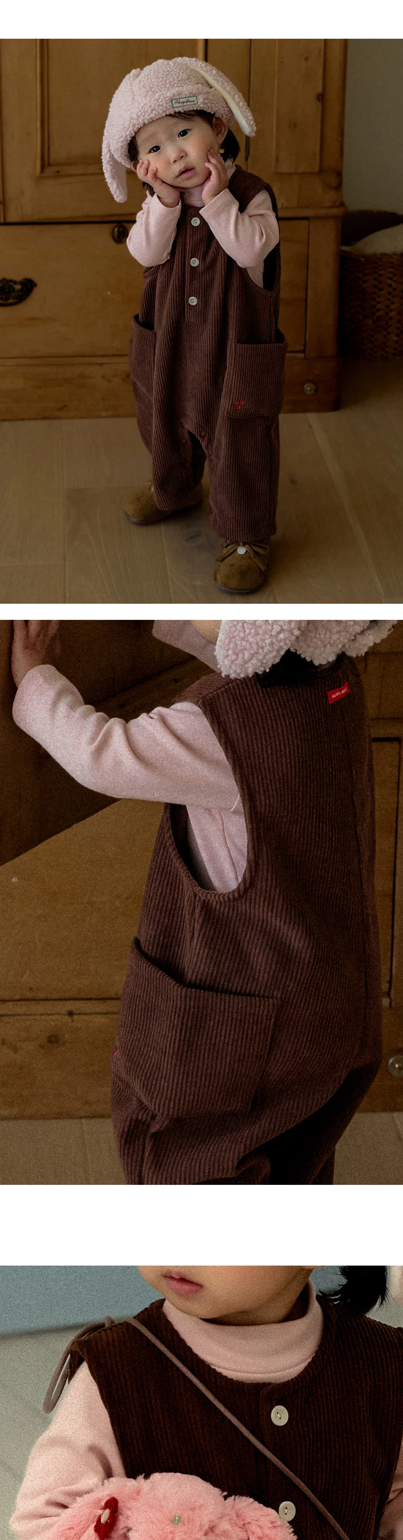 Browny Fleece Corduroy Baby Jumpsuit by Kids Clara for Baby - view 5