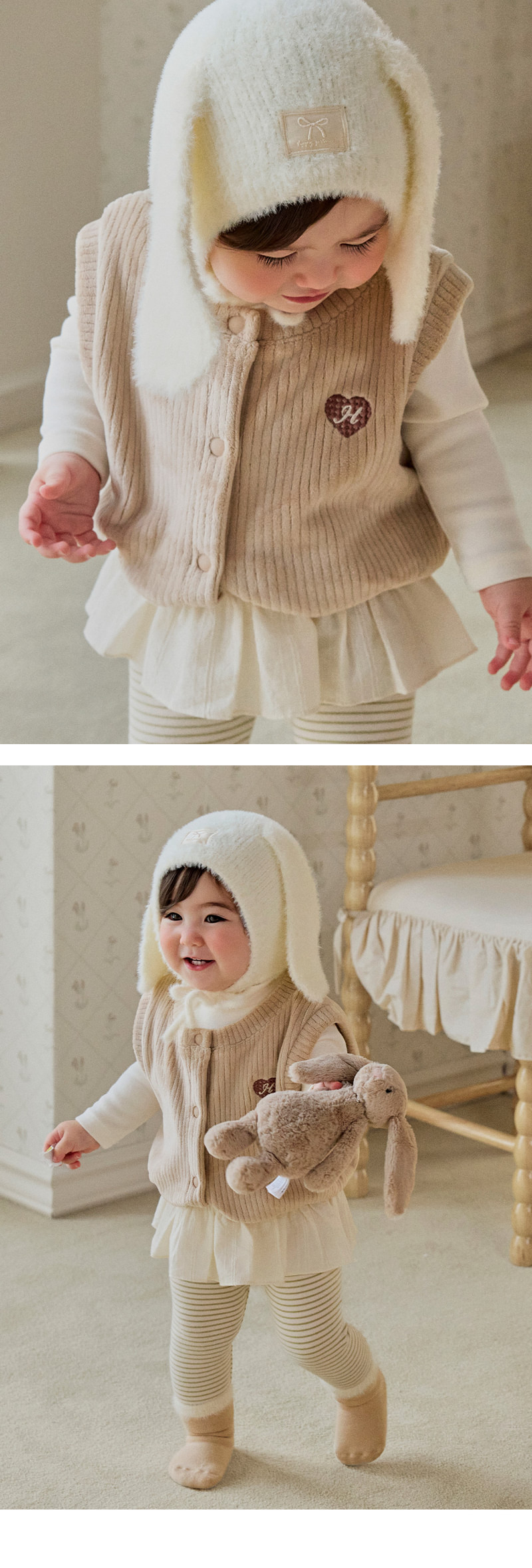 Mink Fluffy Bunny Knit Baby Bonnet by Kids Clara for Baby - view 3