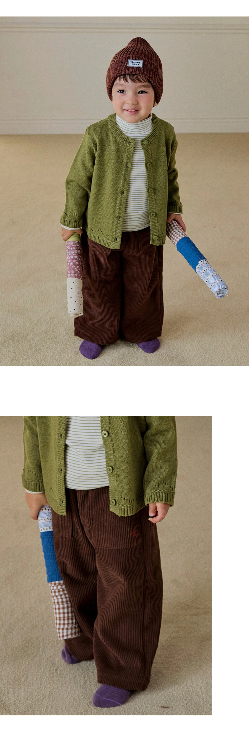 S'more Fleeced Corduroy Wide Pants by Kids Clara for Baby - view 2